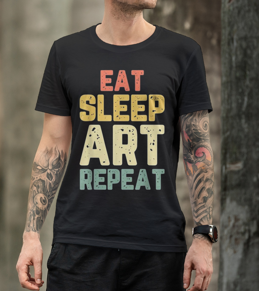 Eat Sleep Art Repeat Artist Retro T-Shirt