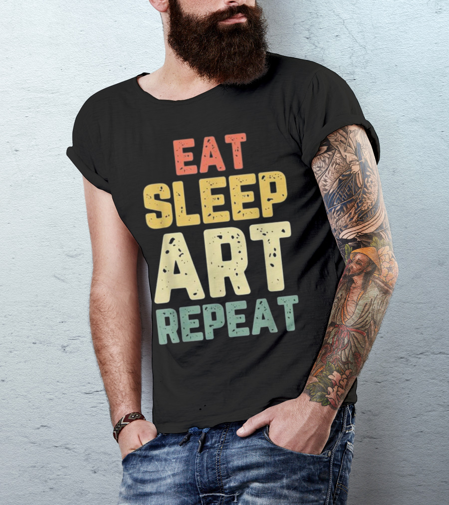 Eat Sleep Art Repeat Artist Retro T-Shirt