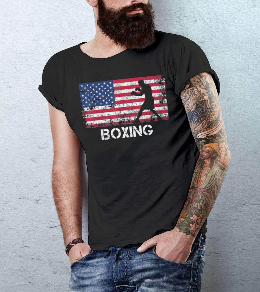 American Flag Boxing T-Shirt
