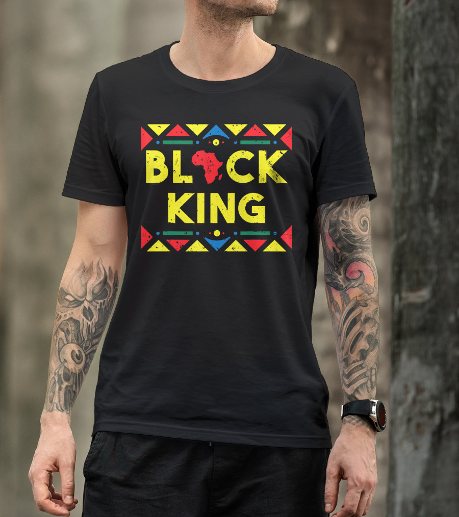 Black King African Roots Colorful Tribal T-Shirt