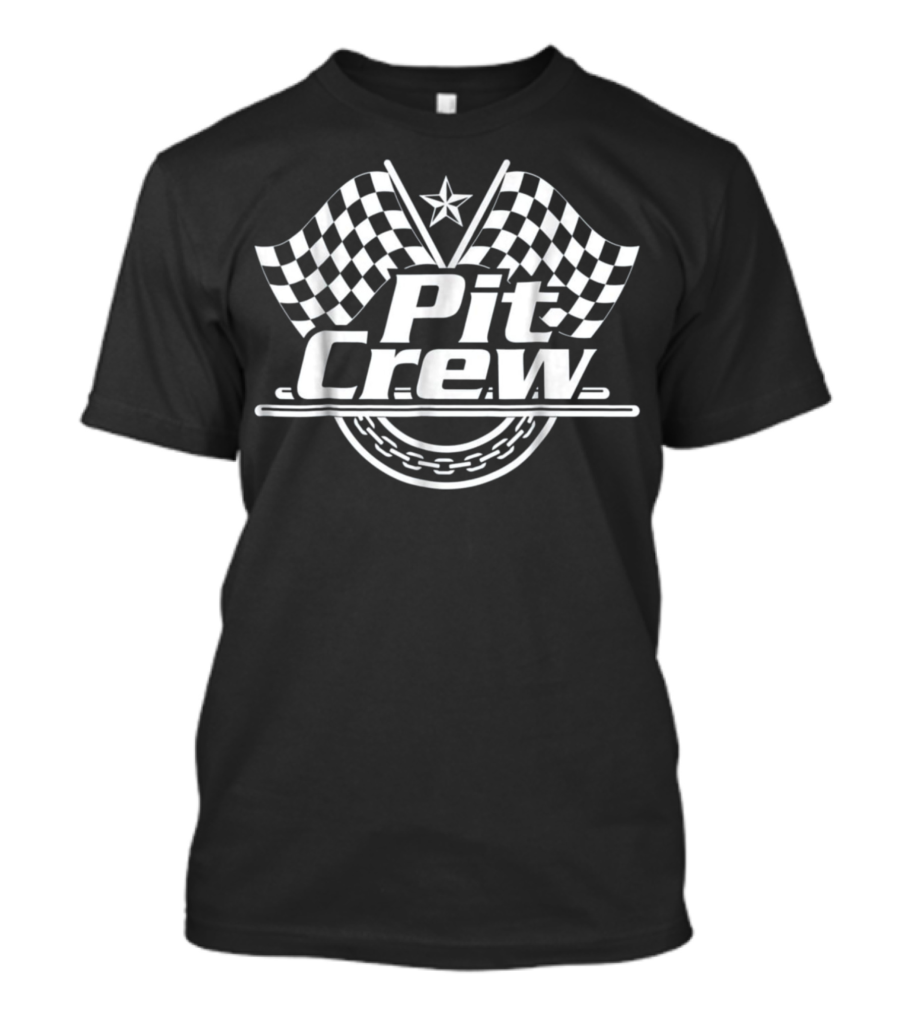 Pit Crew Checkered Flag Race Car Themed Birthday Party T-Shirt