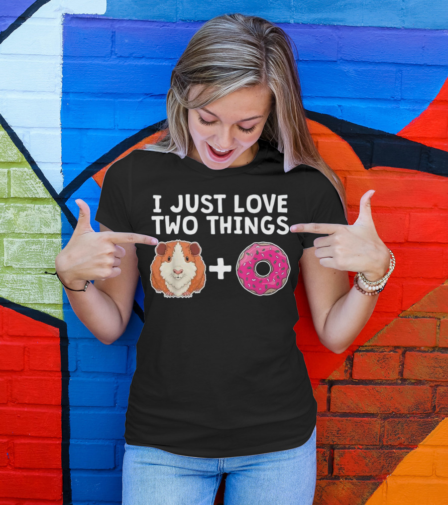I Just Love Two Things Funny Guinea Pig Donut Lover Furry Potato Pig T-Shirt