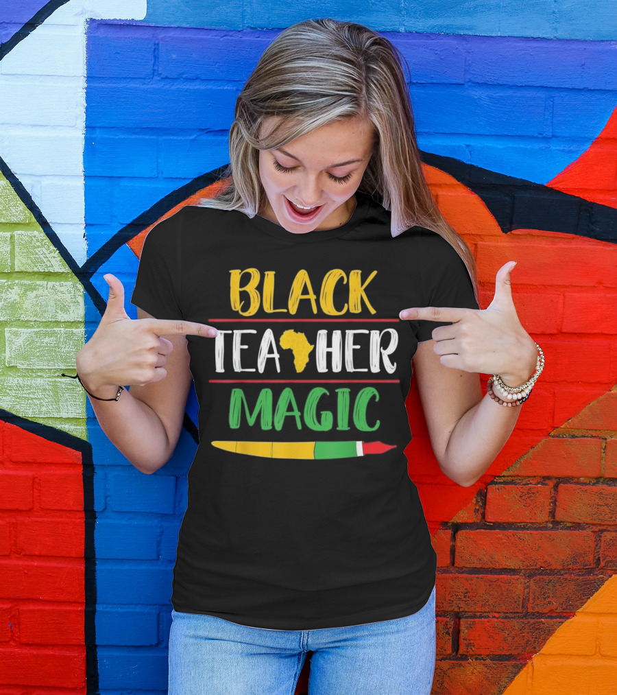 Black Teacher Magic Africa Brush Colors T-Shirt
