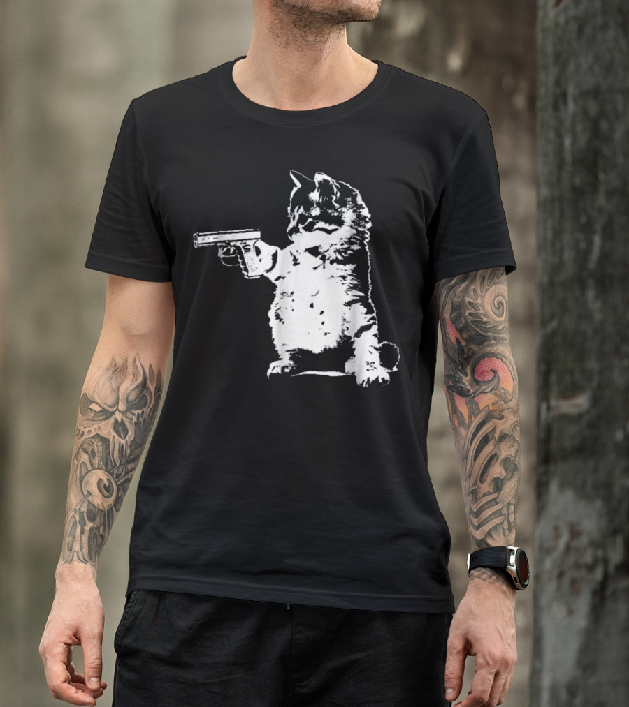 Gun Kitty Funny Cat With Gun T-Shirt