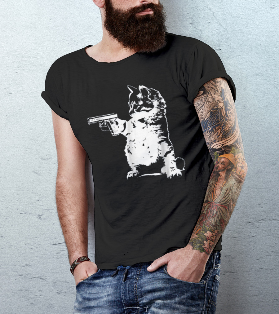 Gun Kitty Funny Cat With Gun T-Shirt