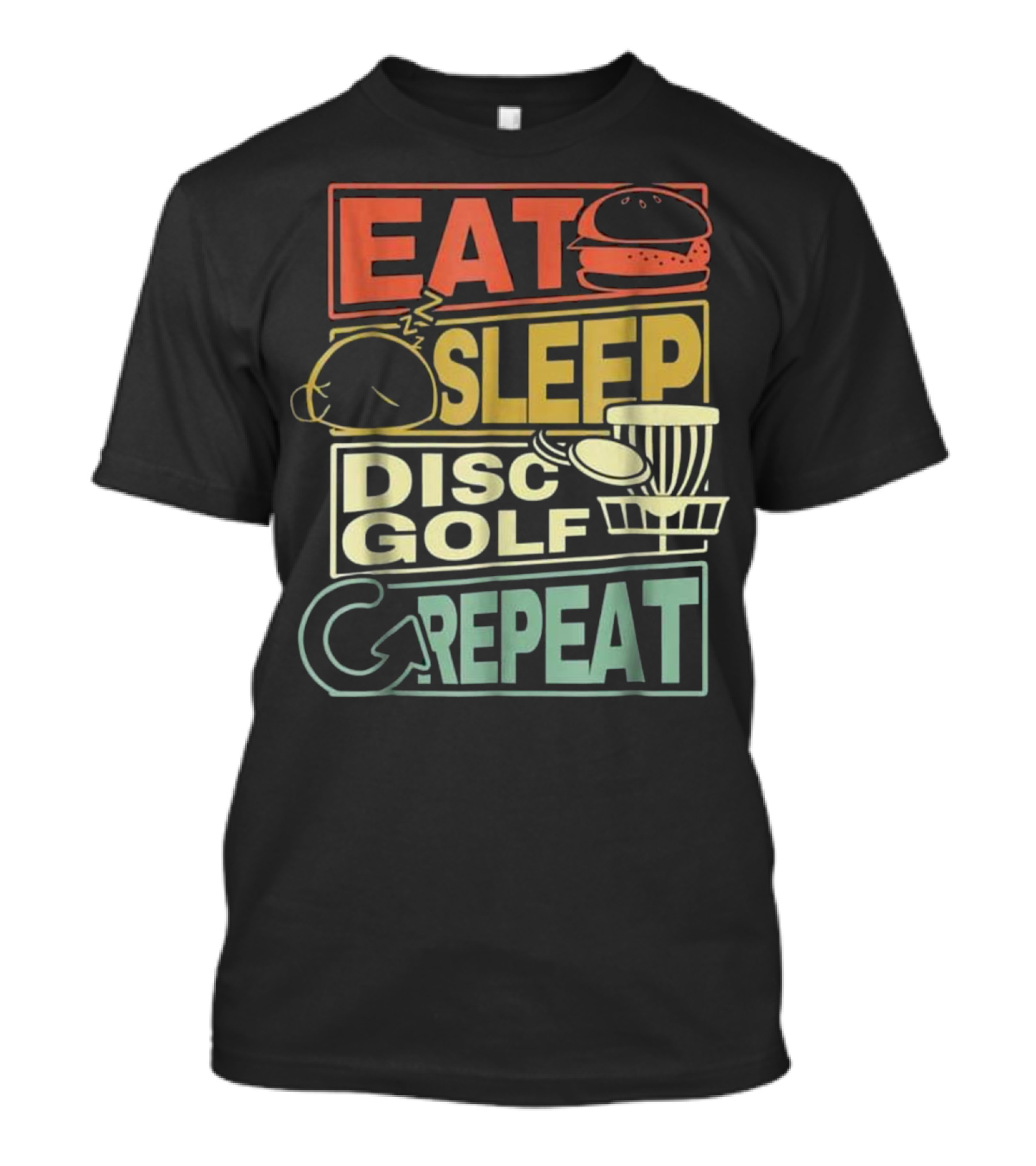 Eat Sleep Disc Golf Repeat Funny Hamburger Disc Basket T-Shirt