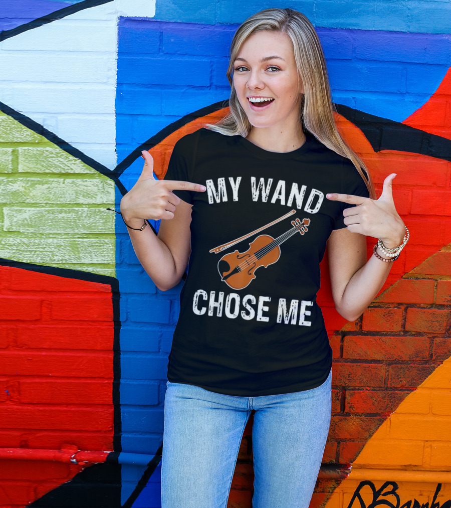 My Wand Chose Me Magic Wizard Violin Lover Musical T-Shirt