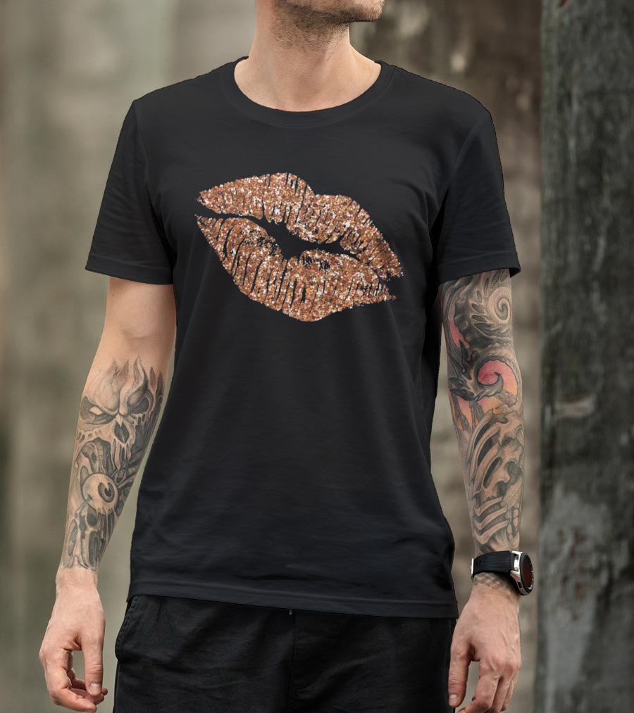 Rose Gold Lips With Faux Glitter Effect Glam Sparkle T-Shirt