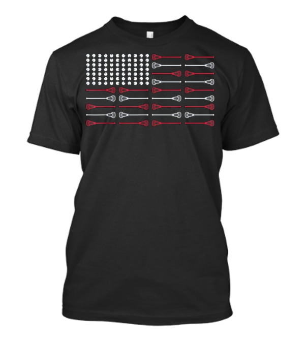American Flag Lacrosse Sticks Patriotic Vintage T-Shirt