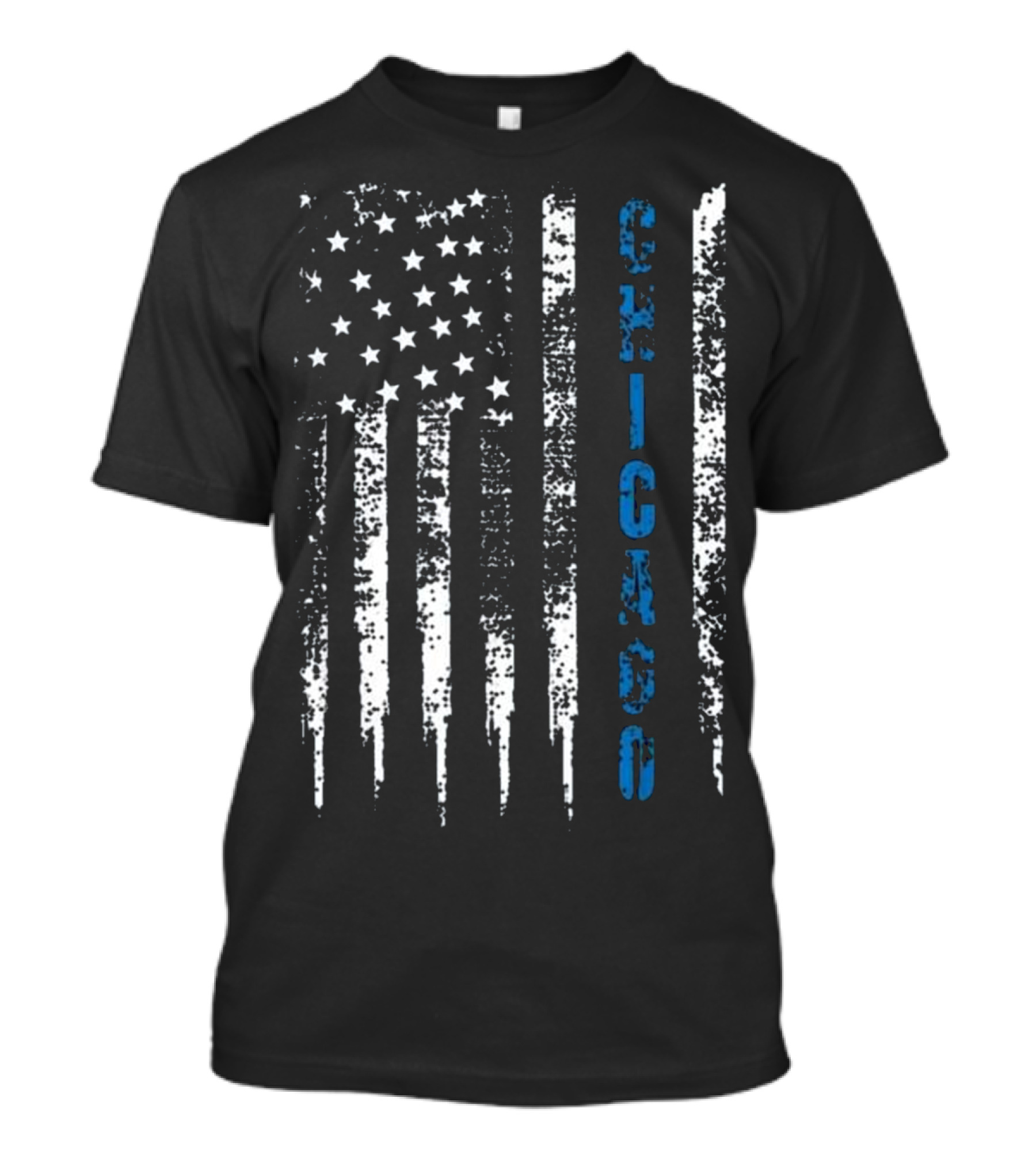 Chicago Distressed Blue Line Flag T-Shirt
