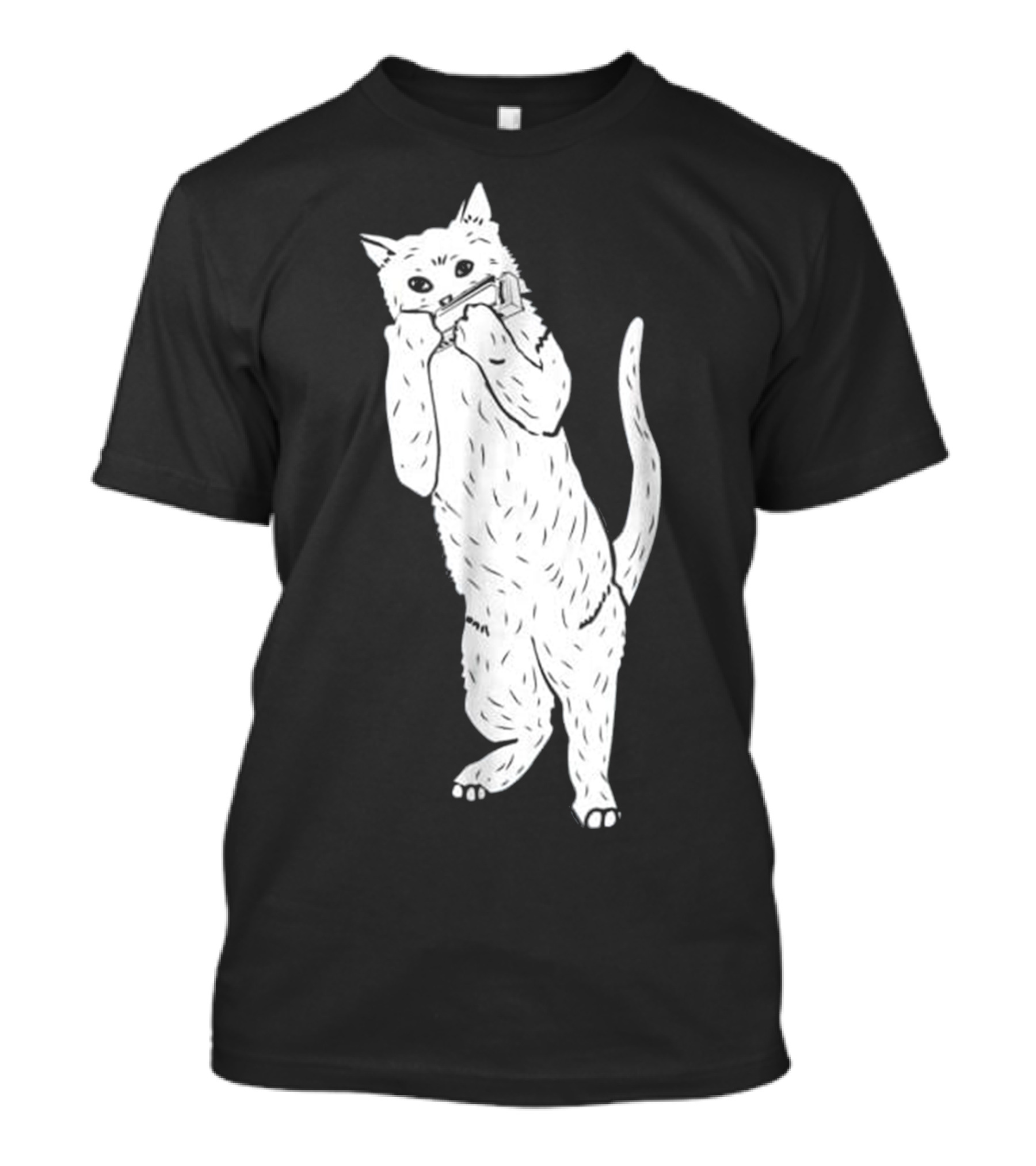 Blues Harp Cat Playing Harmonica Cool Cats Music T-Shirt