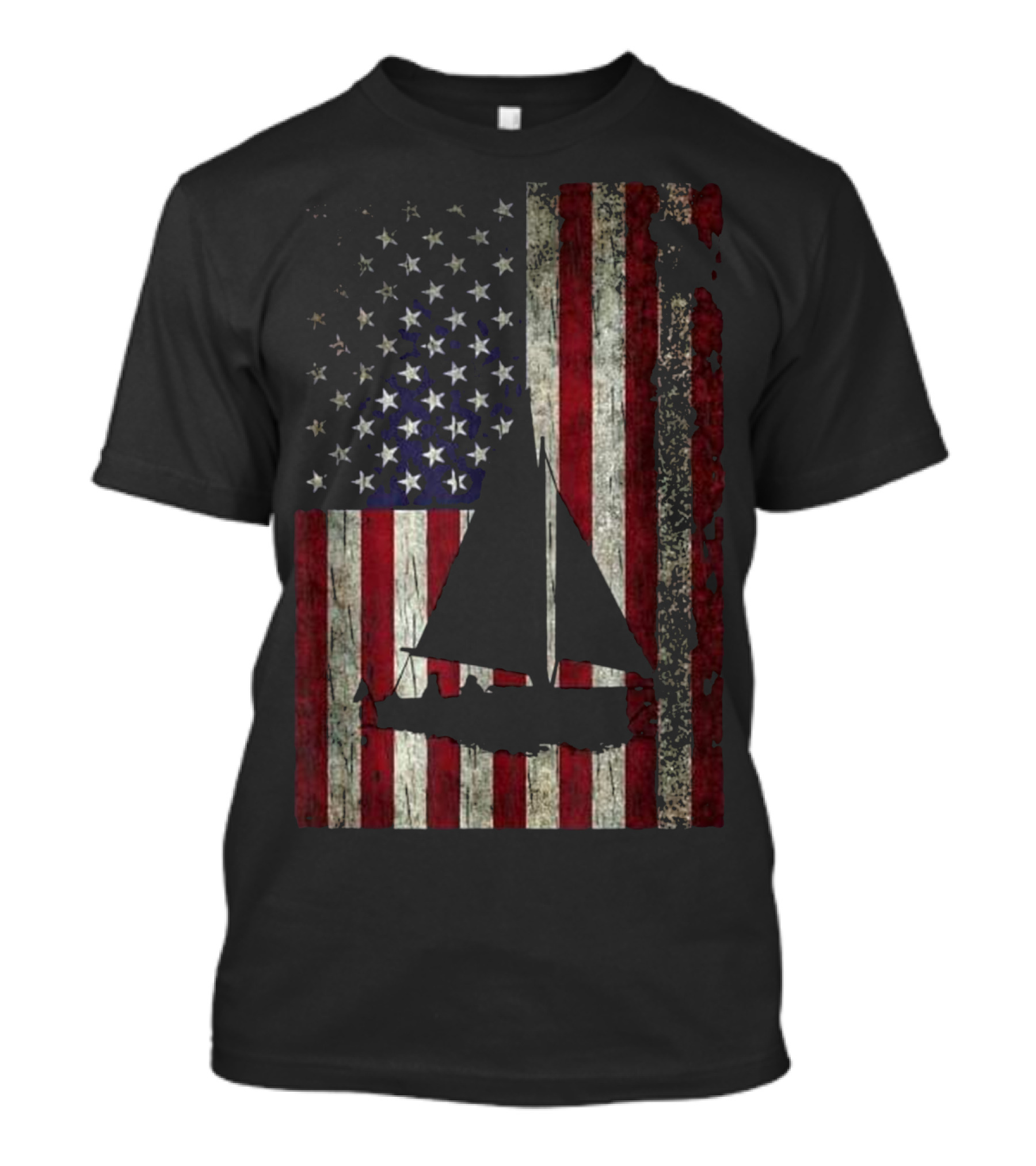 American Flag Sailing Boat T-Shirt