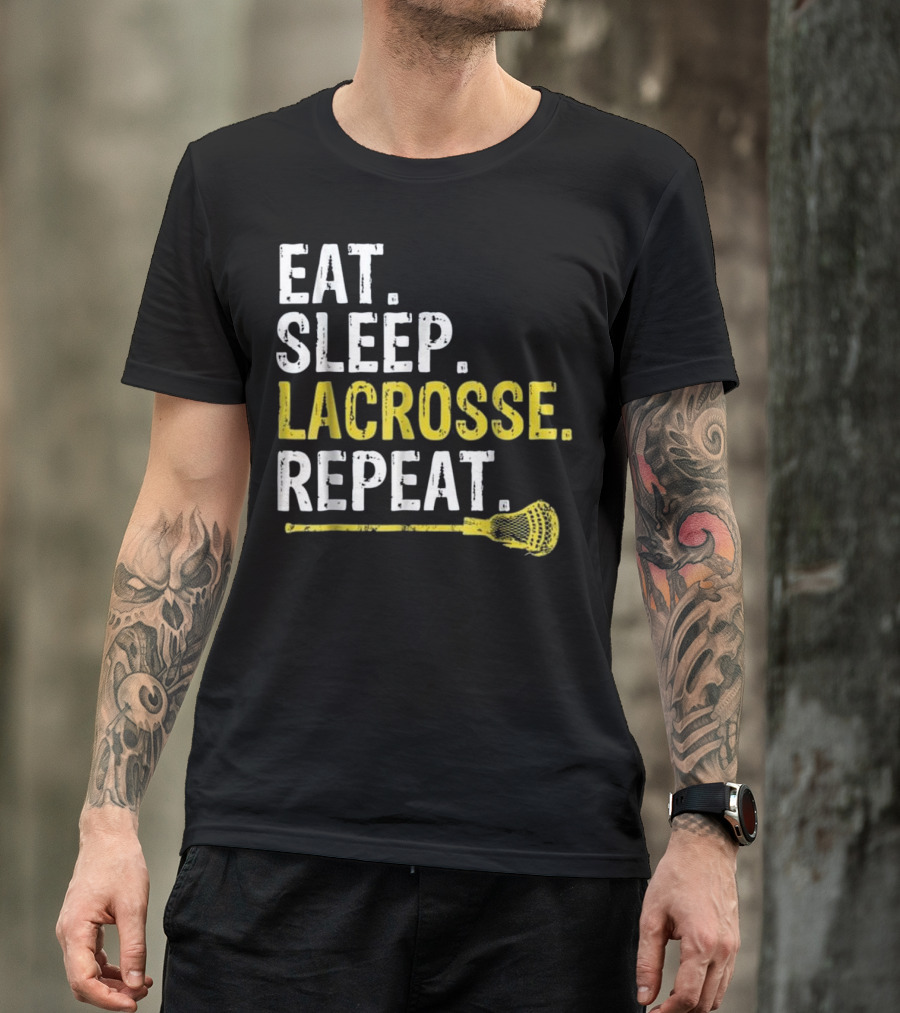 Eat Sleep Lacrosse Repeat Sports Team Ga Iconic Game Day Chant T-Shirt