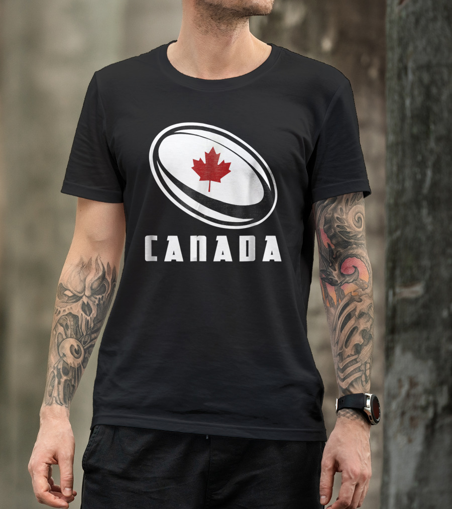 Canada Rugby Ball Maple Leaf Canadian Rugby Fan T-Shirt