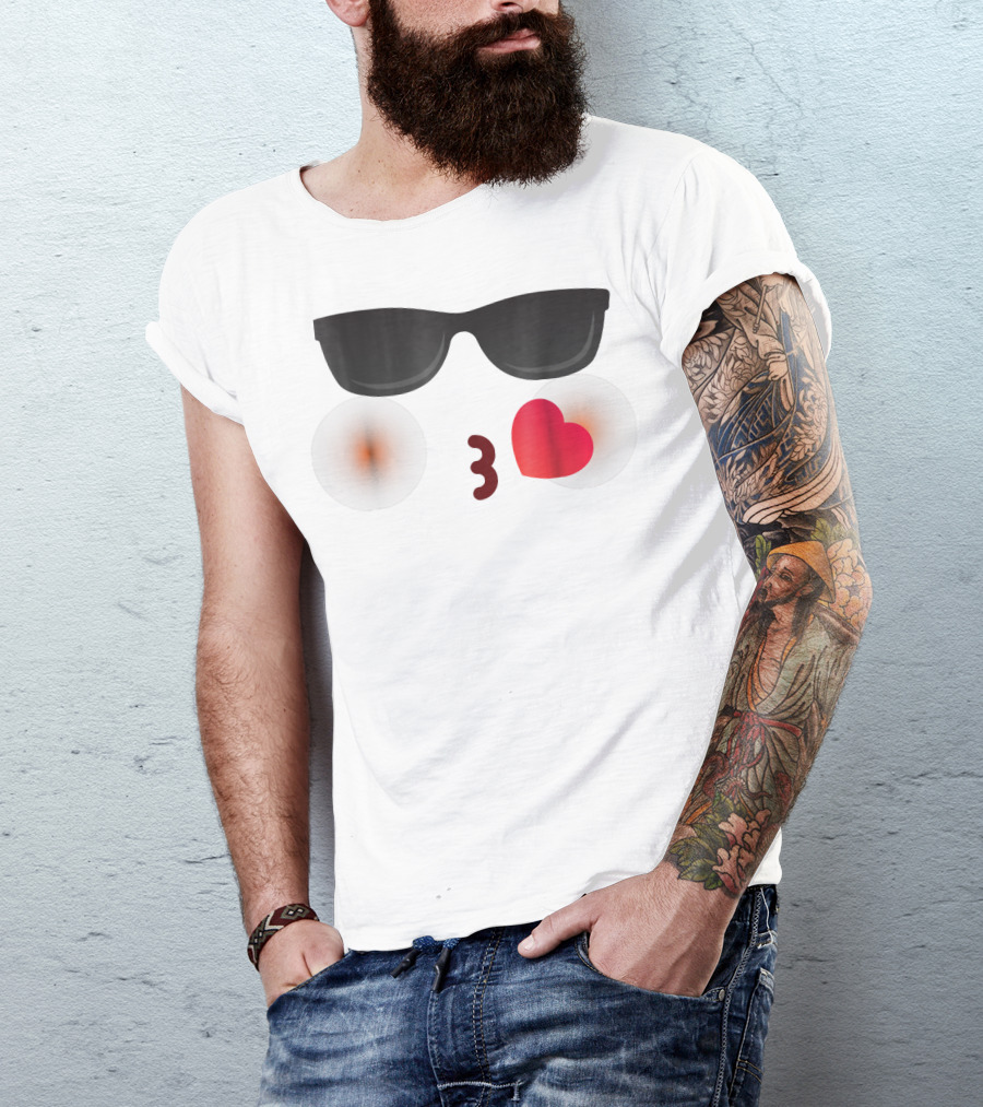 Halloween Emojis Costume Sunglasses Heart Emoticon Kiss T-Shirt