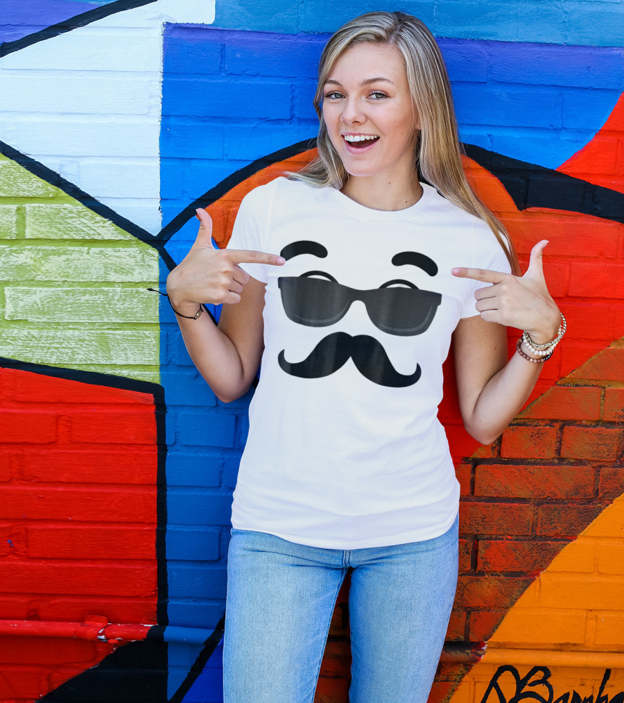 Halloween Emojis Costume Emoticon Moustache Glasses T-Shirt