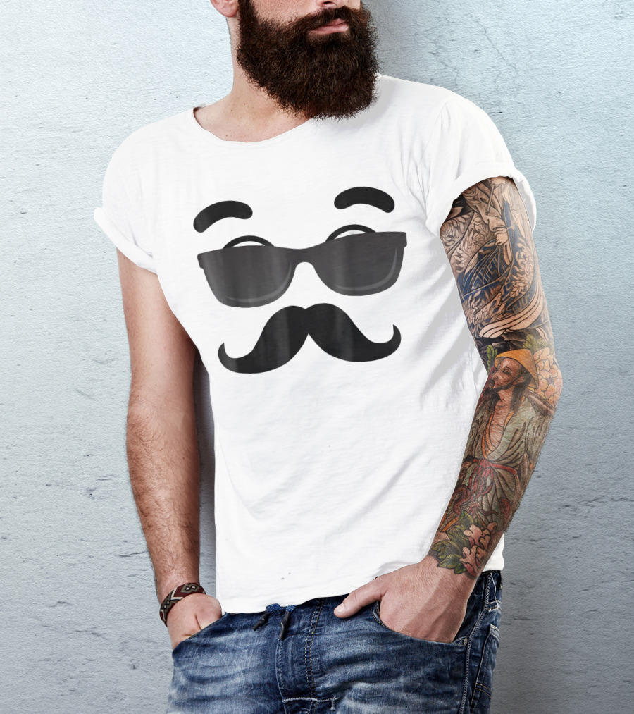 Halloween Emojis Costume Emoticon Moustache Glasses T-Shirt