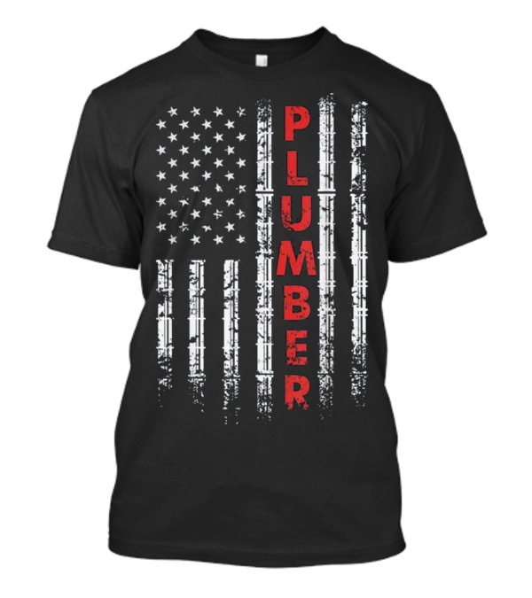 Grunge American Flag Plumber T-Shirt