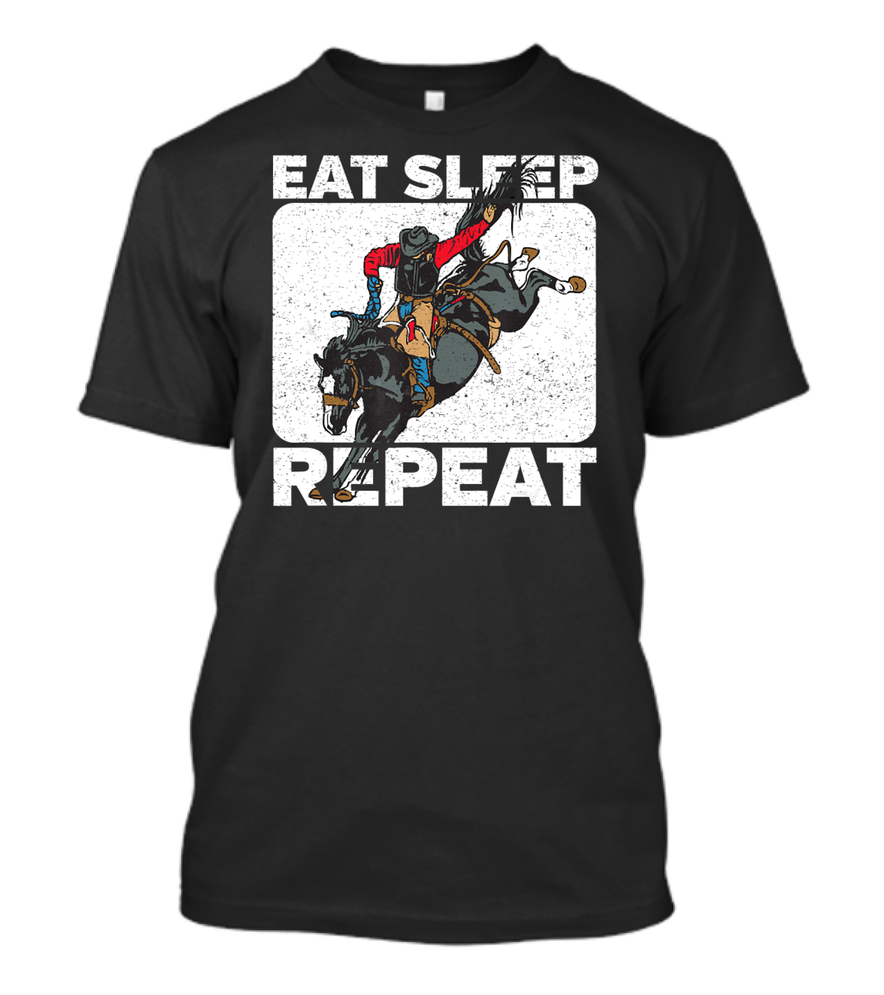 Eat Sleep Rodeo Repeat Cowboy Horse Bronco Riding T-Shirt