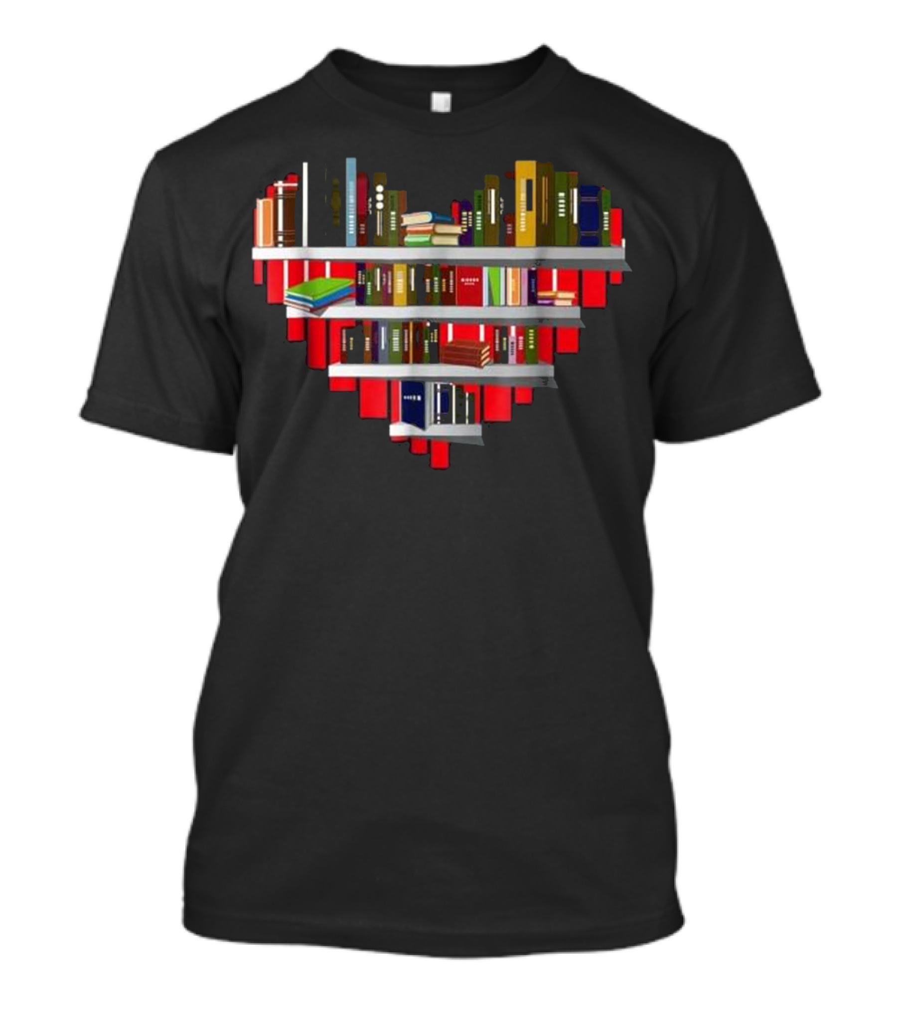 Book Reading Club Librarian Library Heart Bookshelf T-Shirt