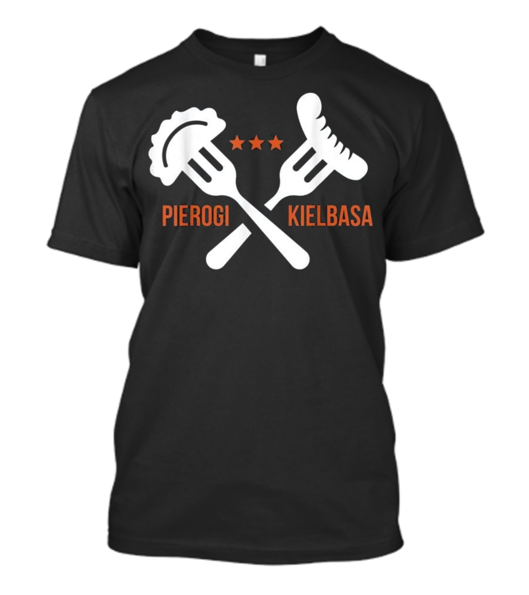 Poland Food Pierogi Kielbasa Polish Gi Pierogi Kielbasa Forks Stars T-Shirt