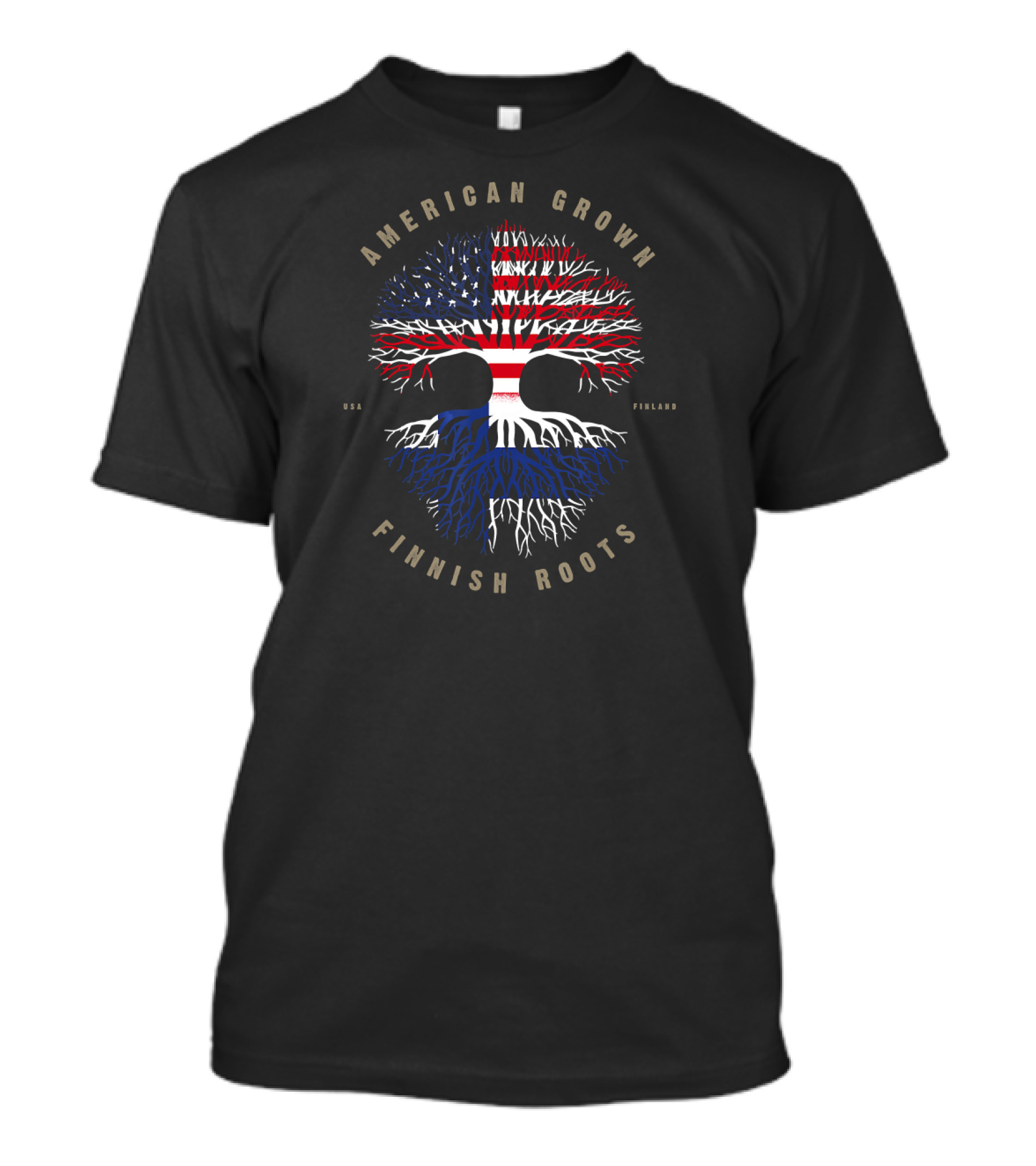 American Grown Finnish Roots USA Finland Flag Tree T-Shirt