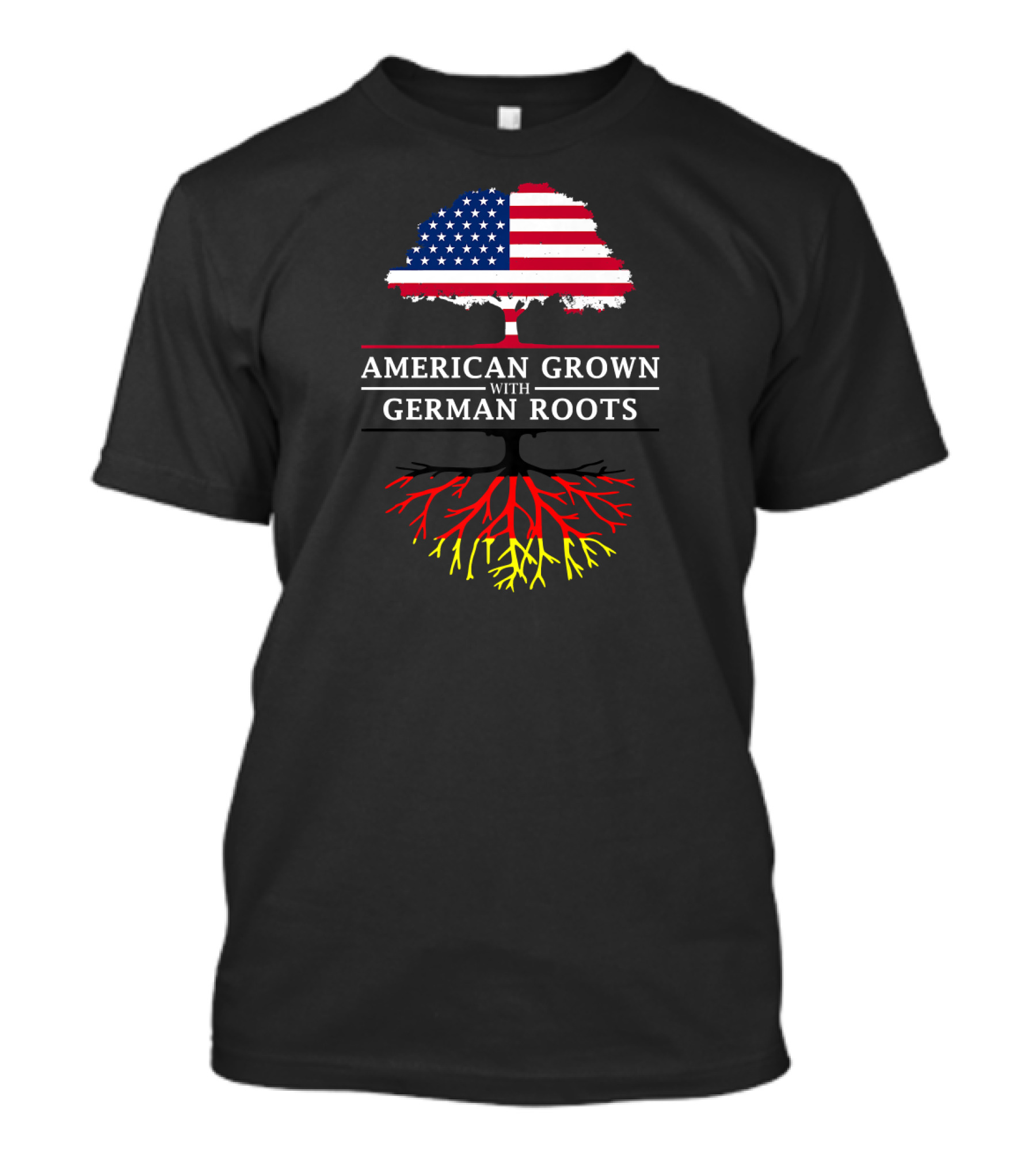 American Grown With German Roots Tree With USA Flag And Germany Colors T-Shirt