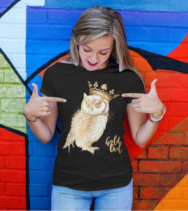 Crowned Gold Owl For Owl Lovers T-Shirt