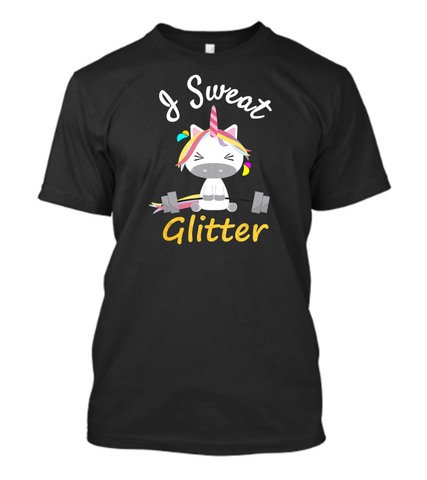 I Sweat Glitter Unicorn Workout Exercise Cute Weightlifting T-Shirt
