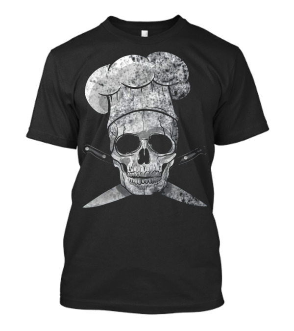 Culinary BBQ Chef Skull Butcher Knife Crossbones T-Shirt
