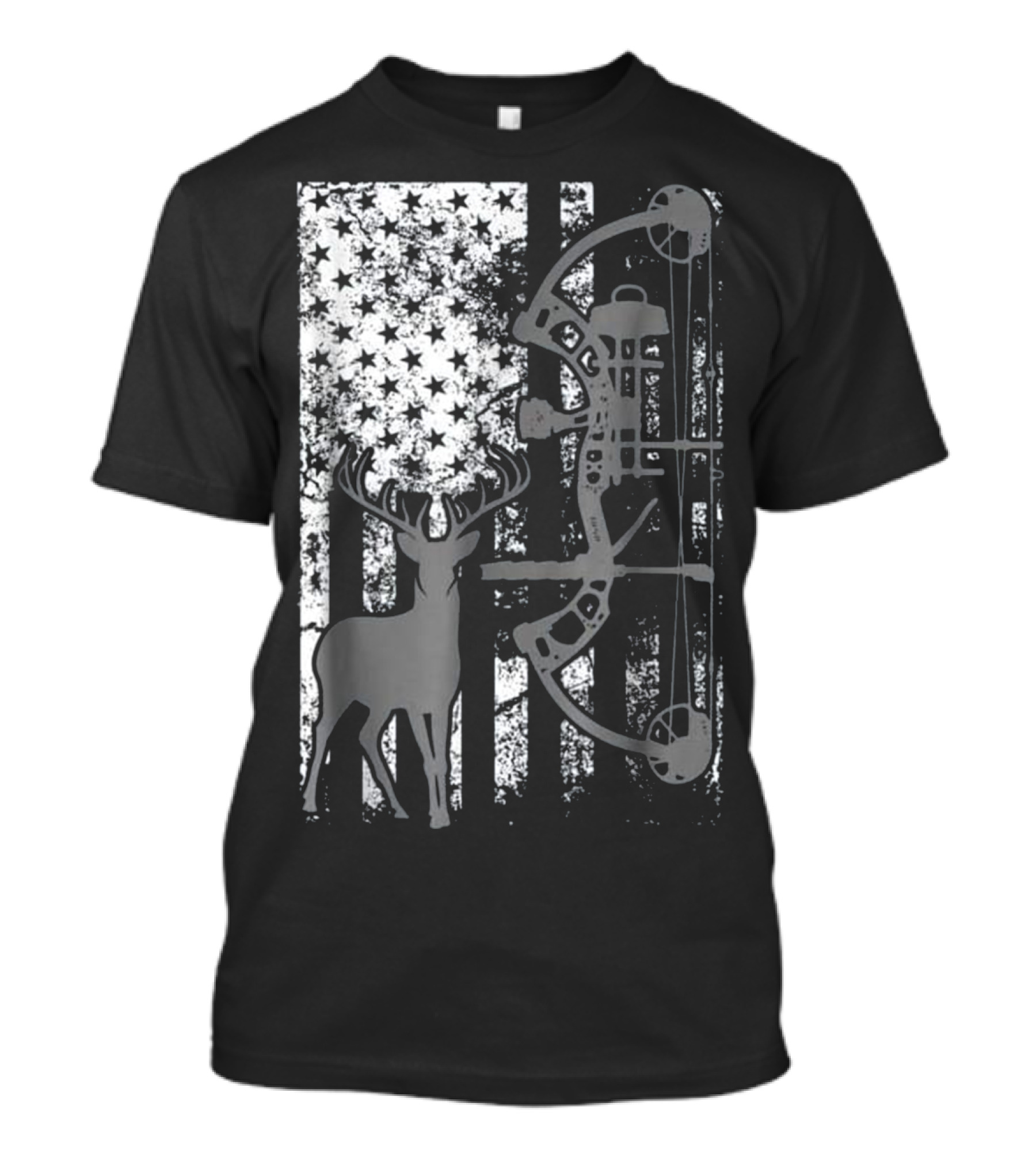 Bow Hunting Deer Love With American Flag T-Shirt