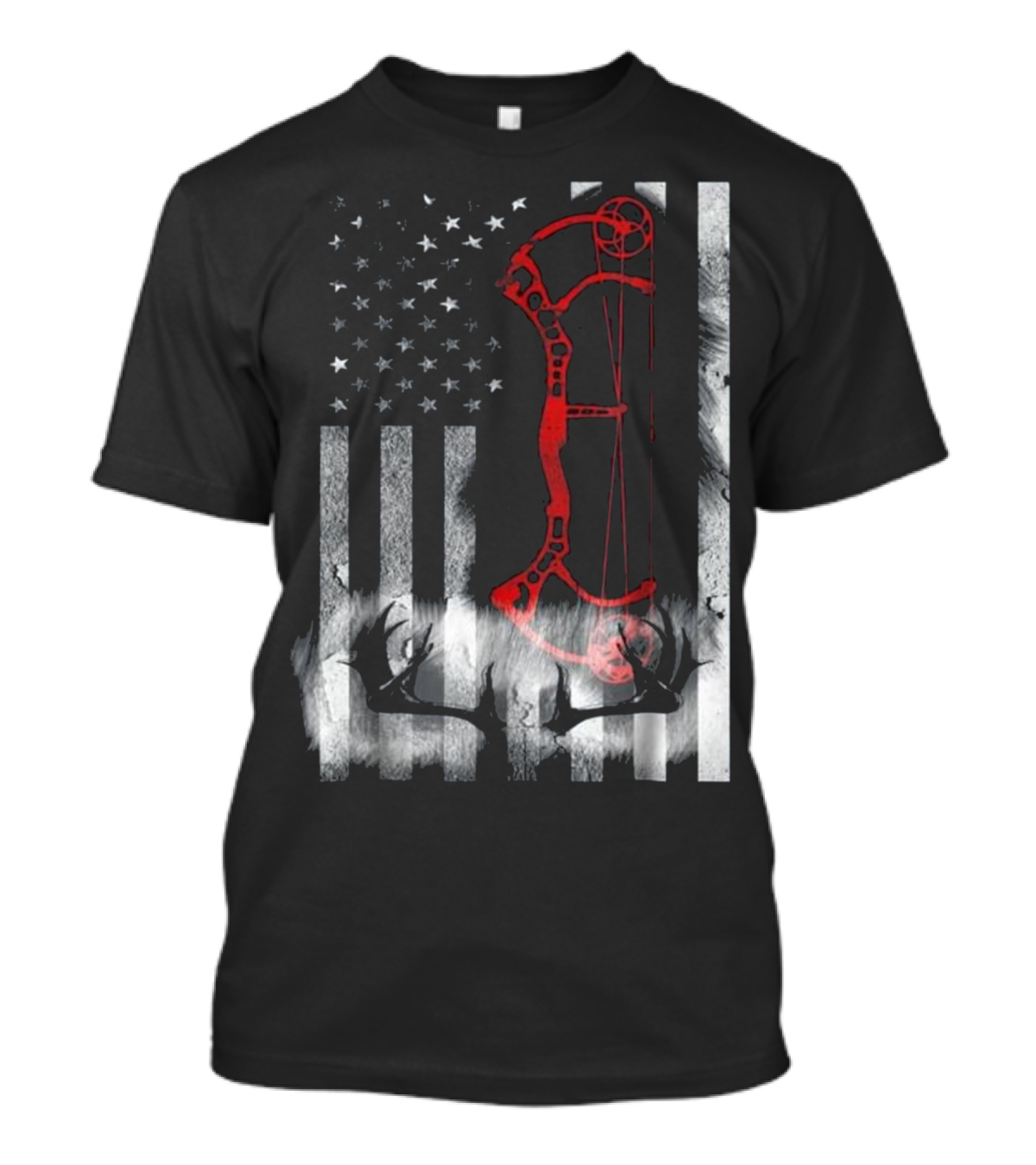 US Flag Bow Deer Hunting Hunter T-Shirt