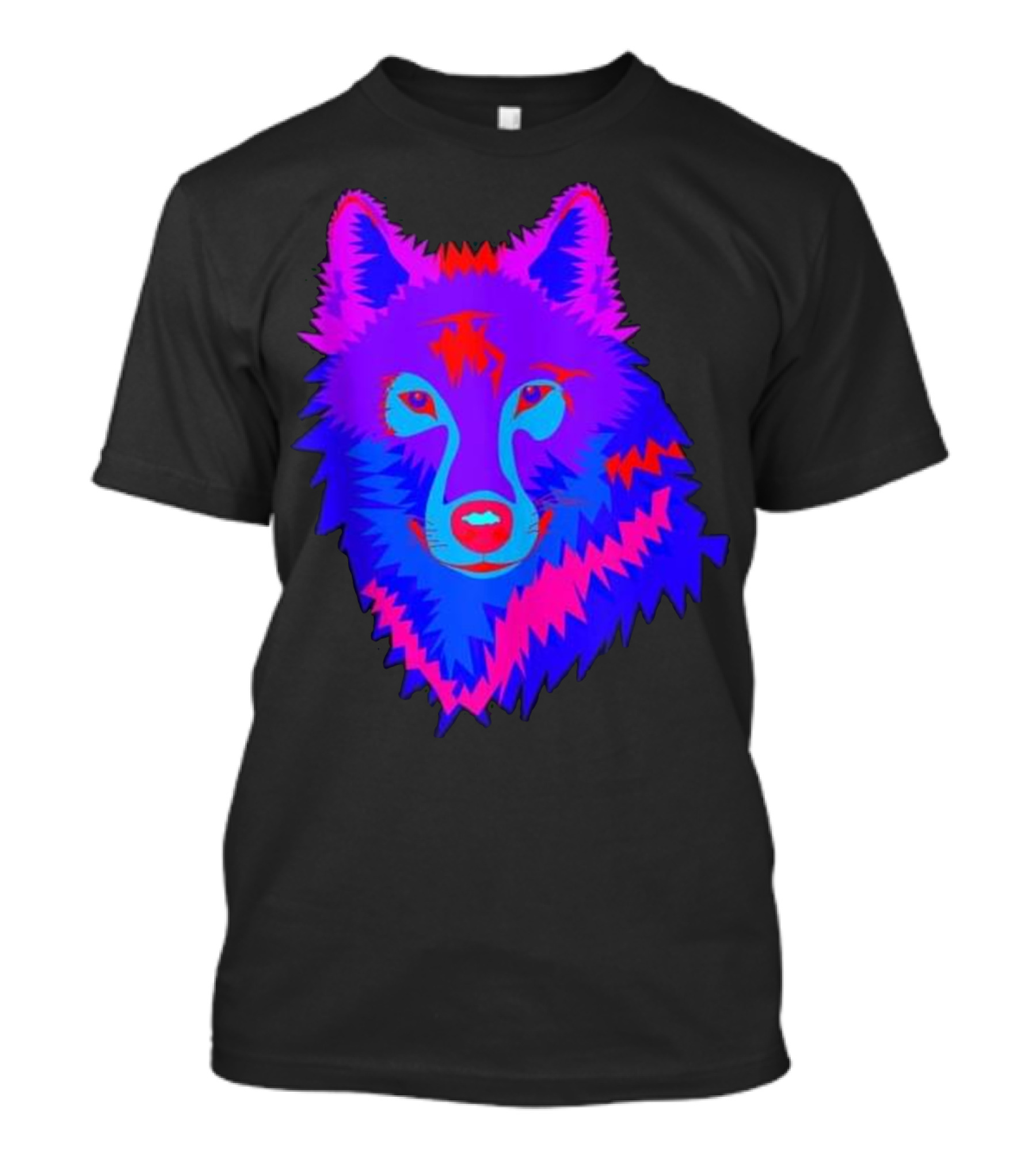 EDM Electronic Dance Music Techno Trippy R Neon Wolf Psychedelic Vibes T-Shirt
