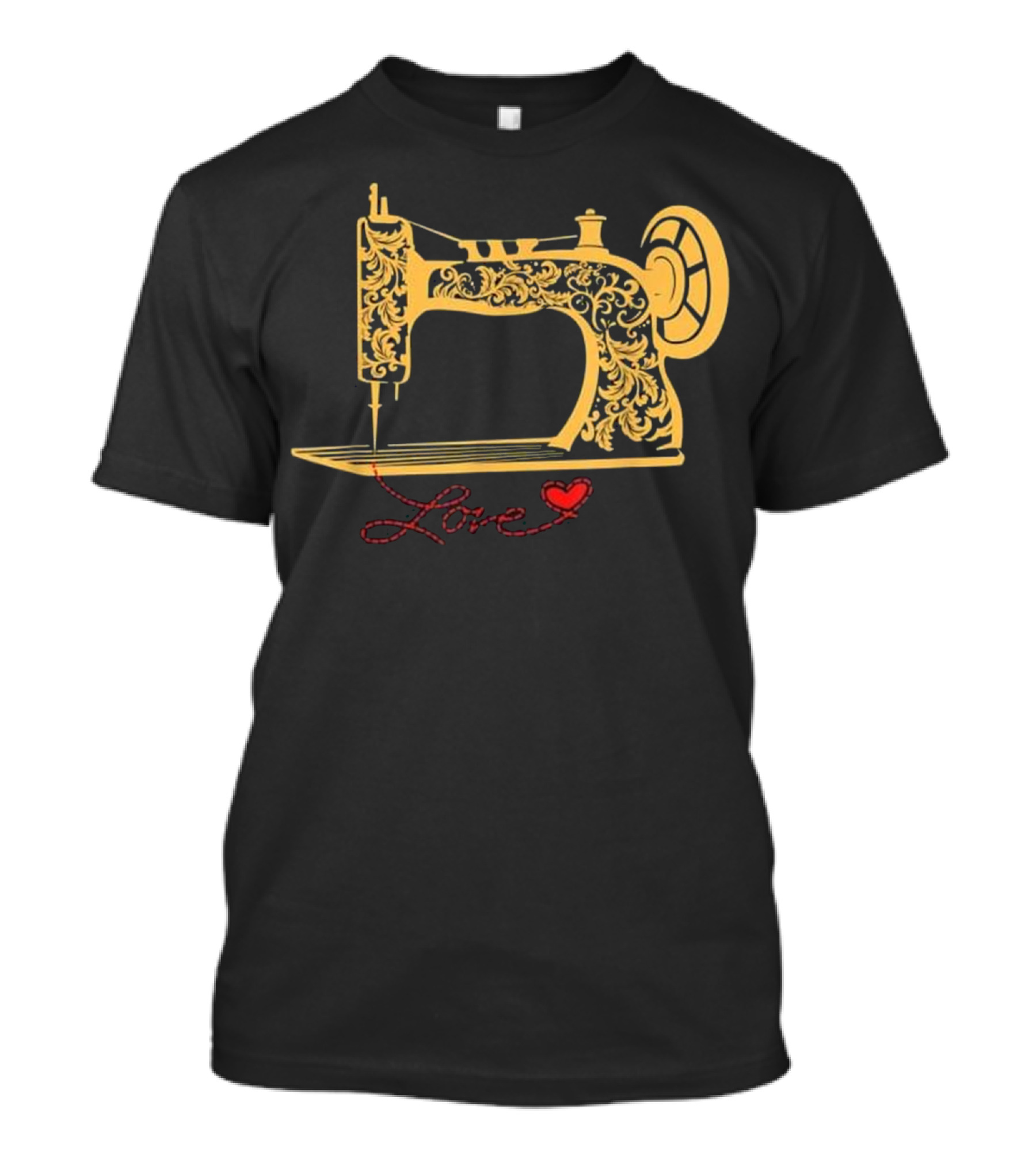 Vintage Sewing Machine Love Heart Quilters Crafting Gift T-Shirt