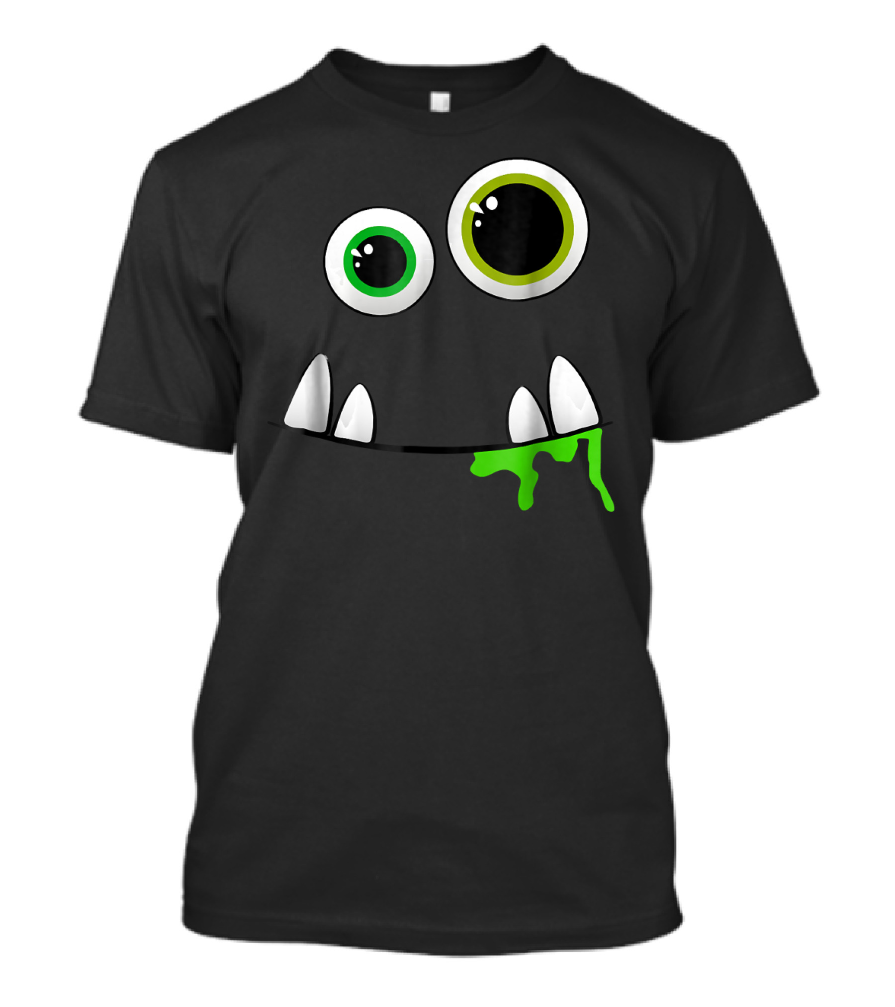 Cute Monster Face Halloween Group Costume G Fleecy Fangs Oozing Green Eyes T-Shirt