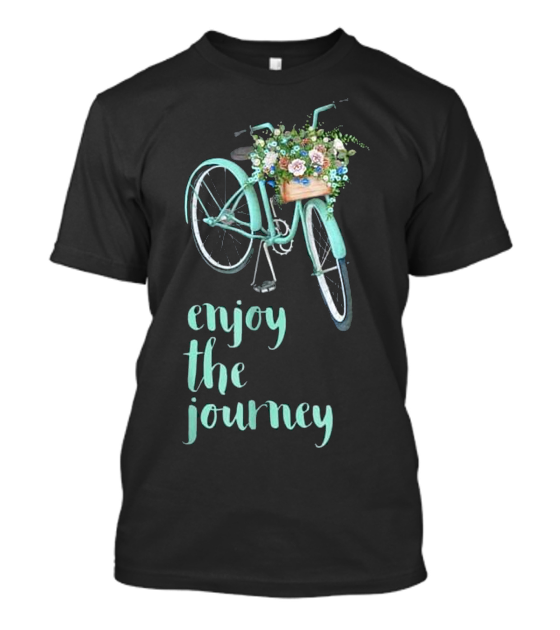 Enjoy The Journey Cycling Green Bicycle With Floral Basket T-Shirt