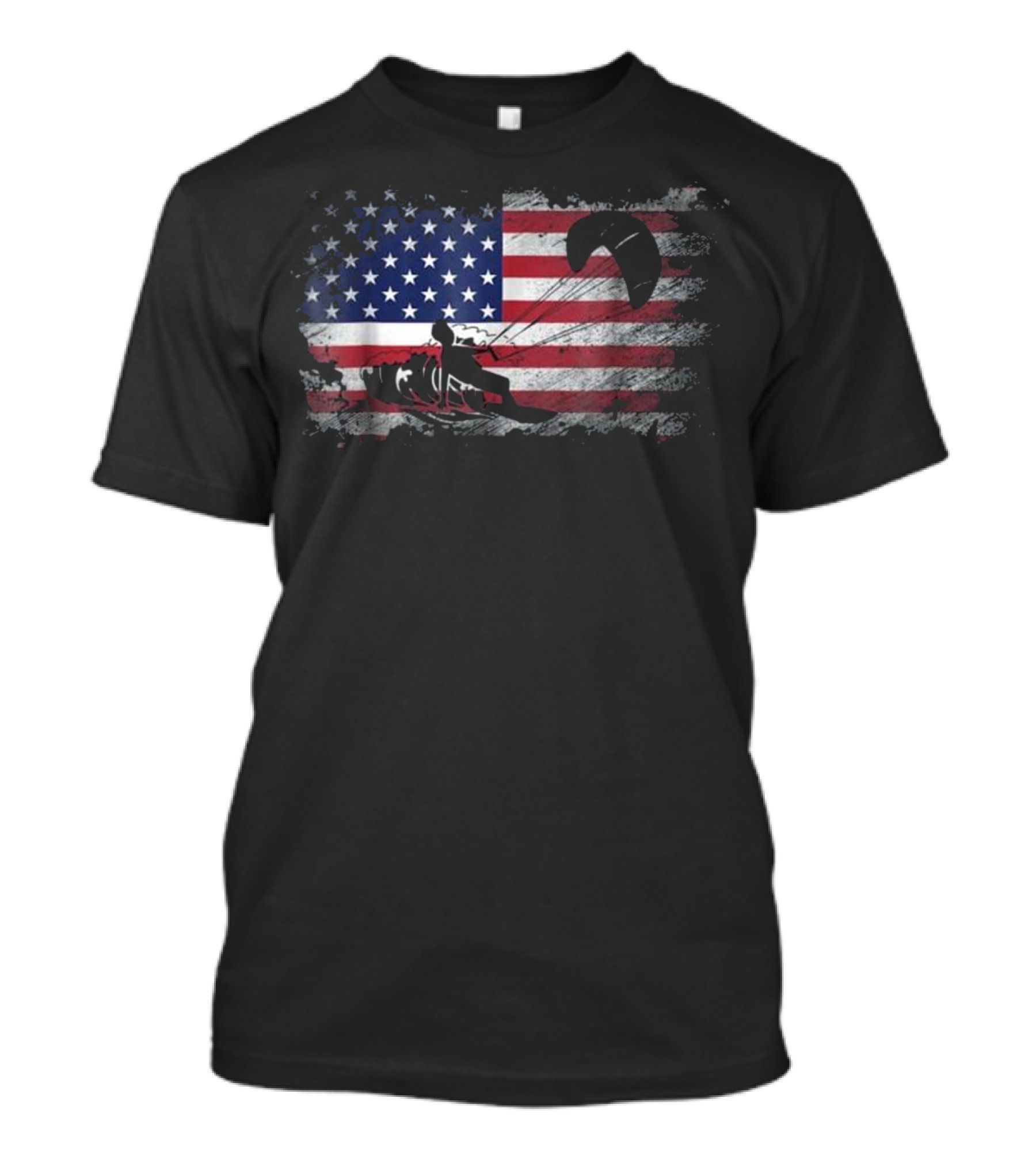 Kiteboarding American Flag USA Patriotic T-Shirt