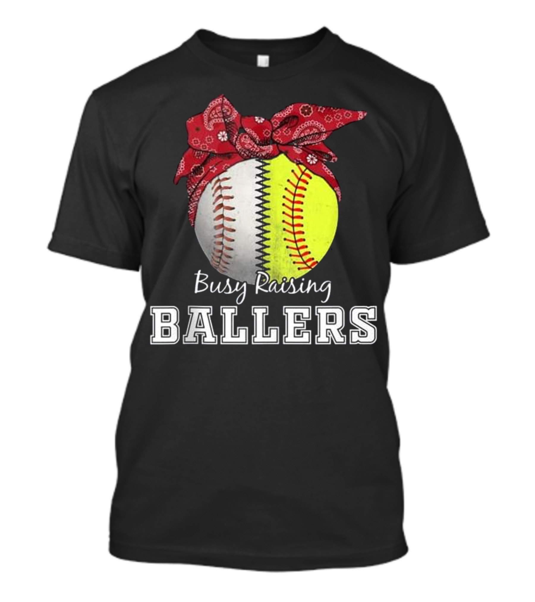Busy Raising Ballers Baseball Softball Bandana T-Shirt