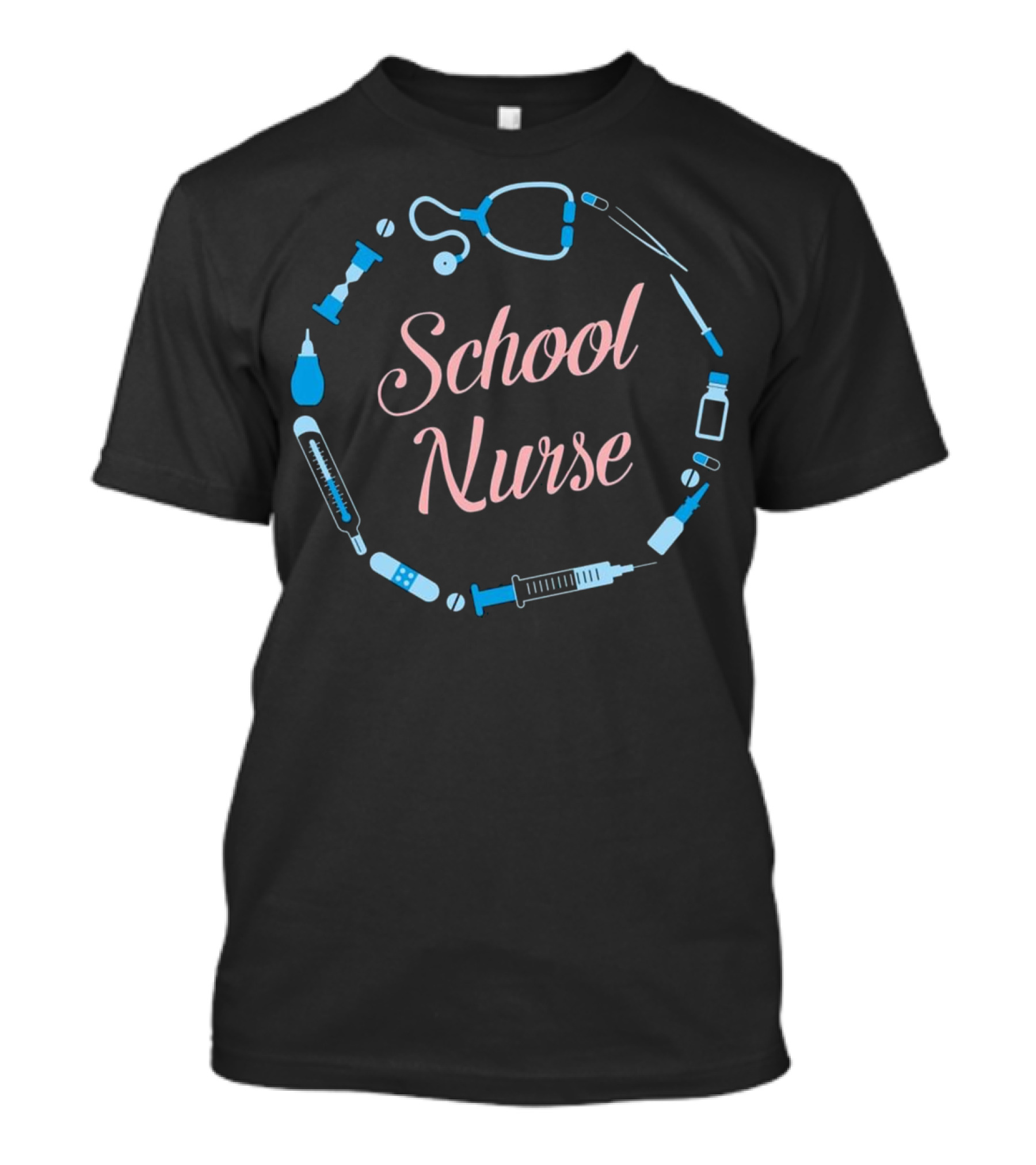 School Nurse Cute Adult Graduation Stethoscope Syringe Medical Tools T-Shirt