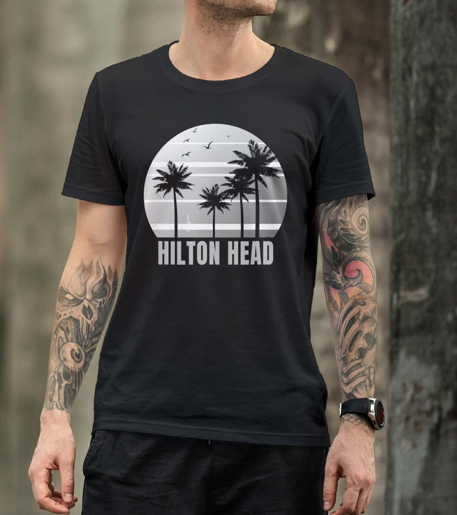 Hilton Head Island South Carolina Palm Trees And Birds T-Shirt