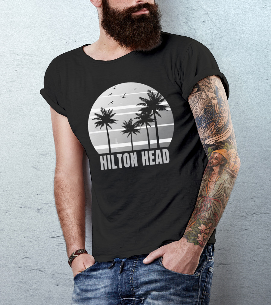 Hilton Head Island South Carolina Palm Trees And Birds T-Shirt