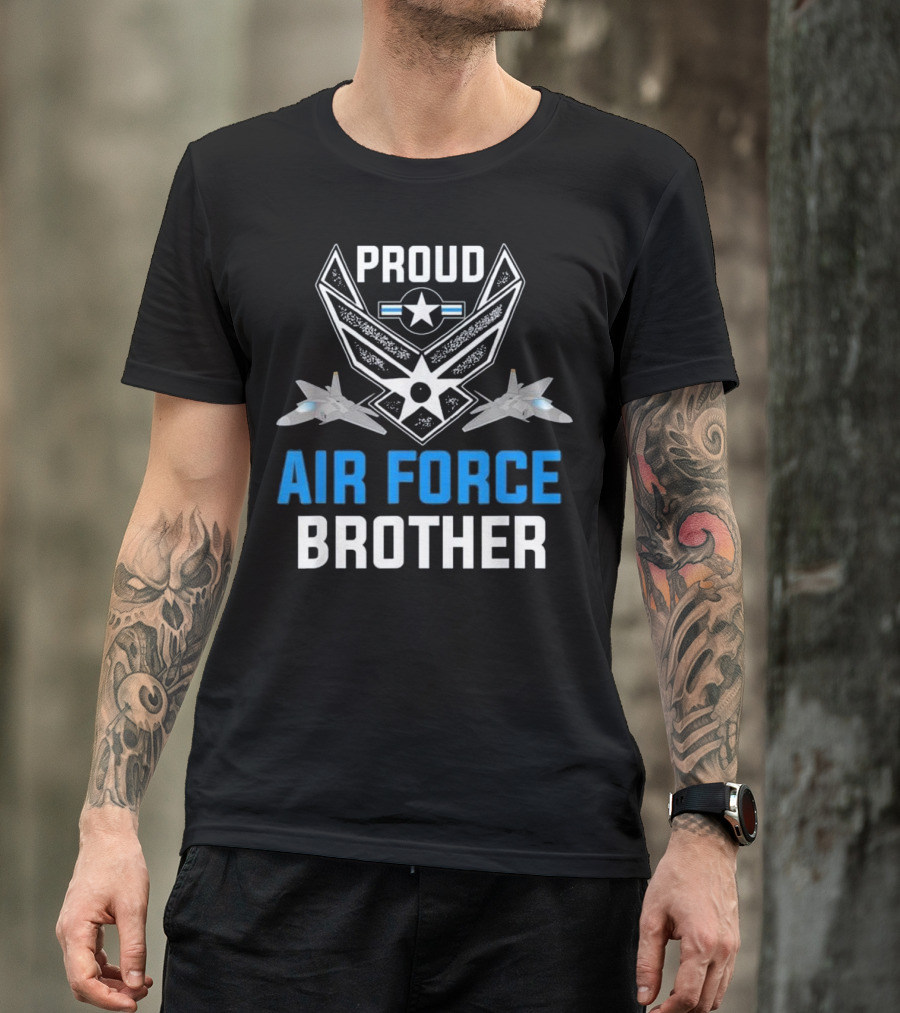 Proud Air Force Brother Fighter Jet Badge T-Shirt