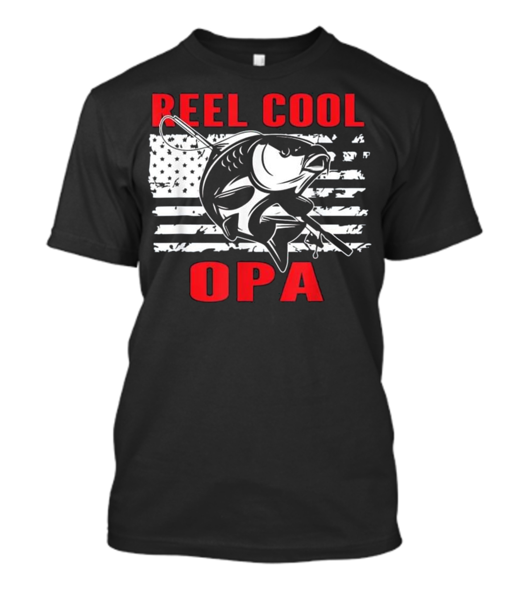 Reel Cool Opa Funny Fishing American Flag Gift T-Shirt