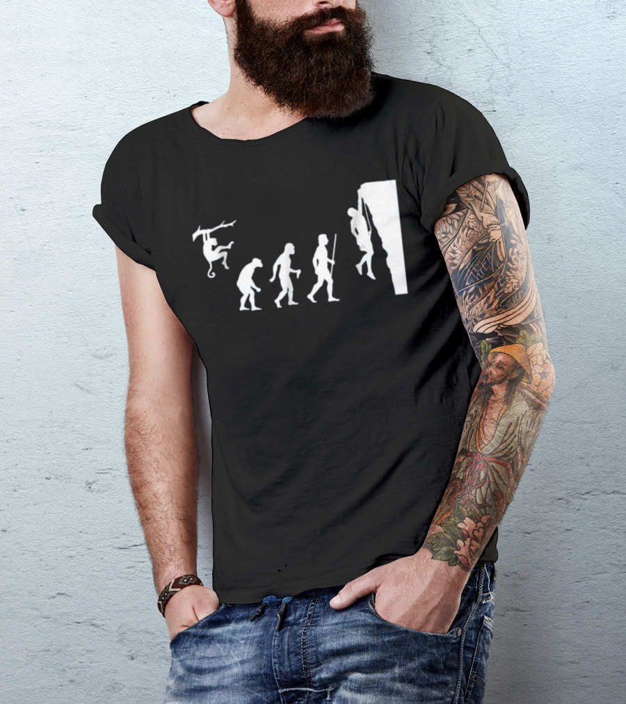Evolution Of Man Rock Climbing Progression T-Shirt