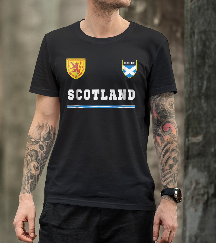 Scotland Sports Soccer Jersey Scottish Lion Rampant And Saltire Crest T-Shirt