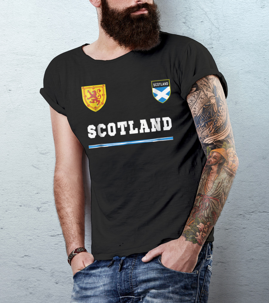 Scotland Sports Soccer Jersey Scottish Lion Rampant And Saltire Crest T-Shirt