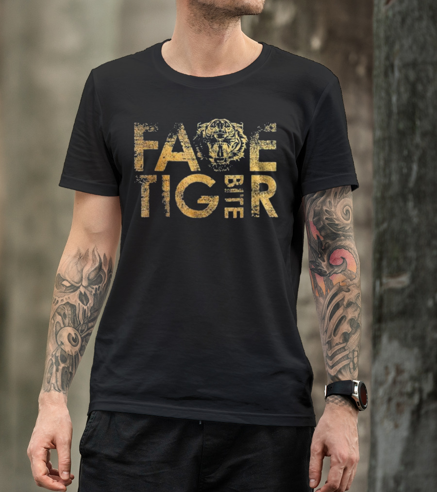 Hmong Funny Face Tiger Bite Gold Tiger Head T-Shirt