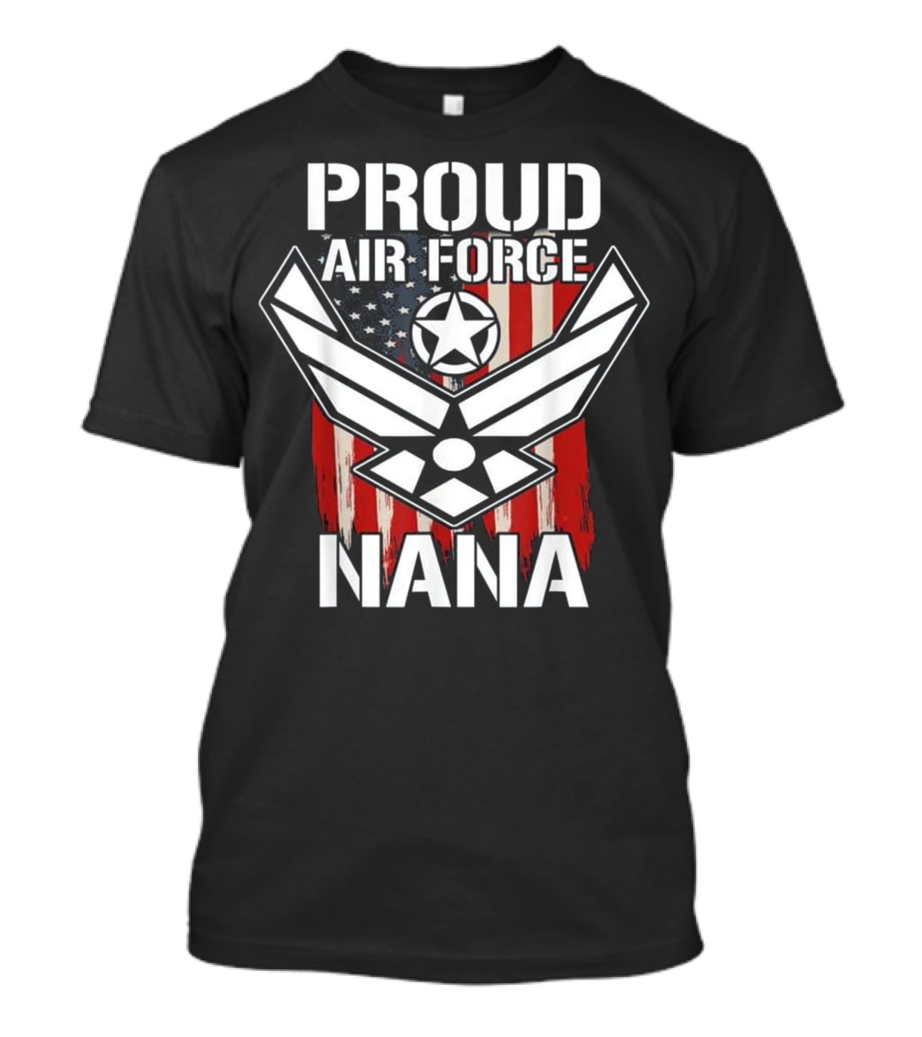 Proud Air Force Nana USA Flag Heart Emblem T-Shirt