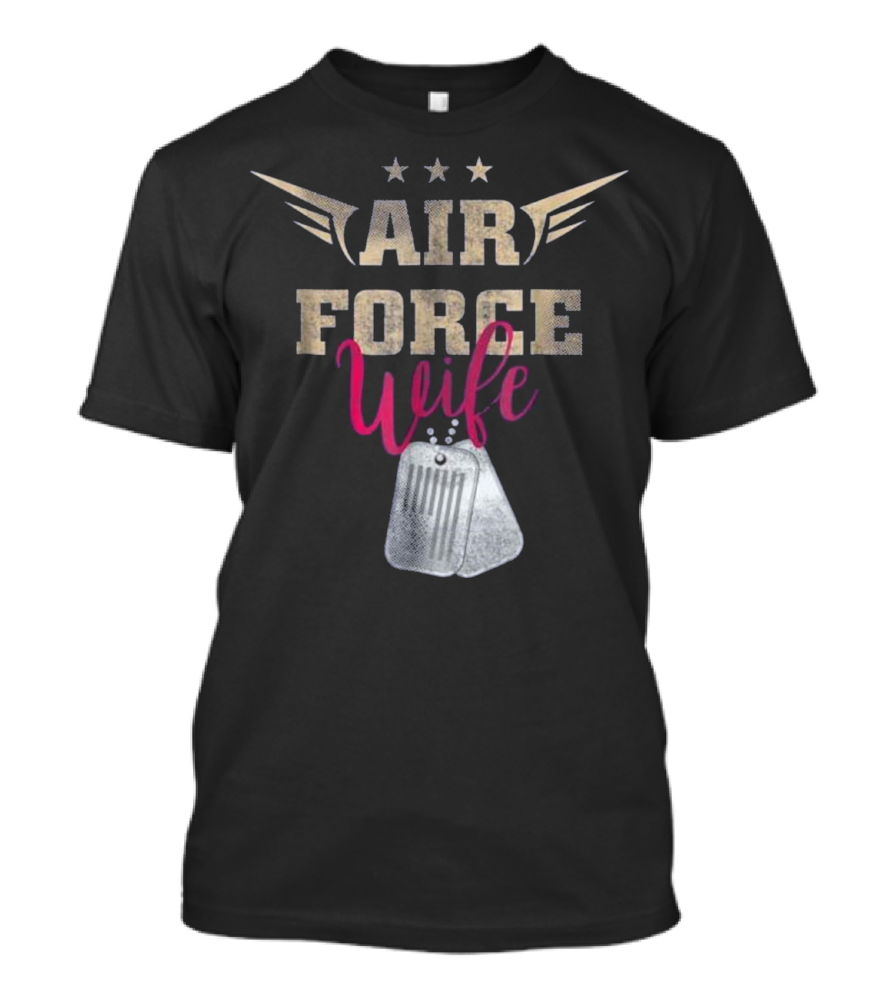 Air Force Wife With Dog Tags And Stars T-Shirt