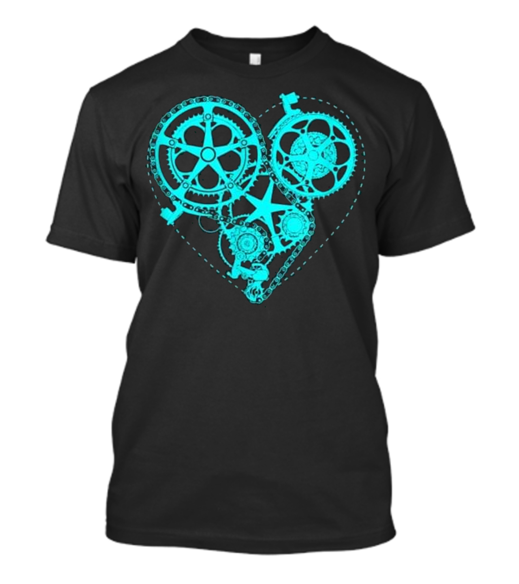 Cycling Mountain Bike Biker Heart Gear Chain T-Shirt